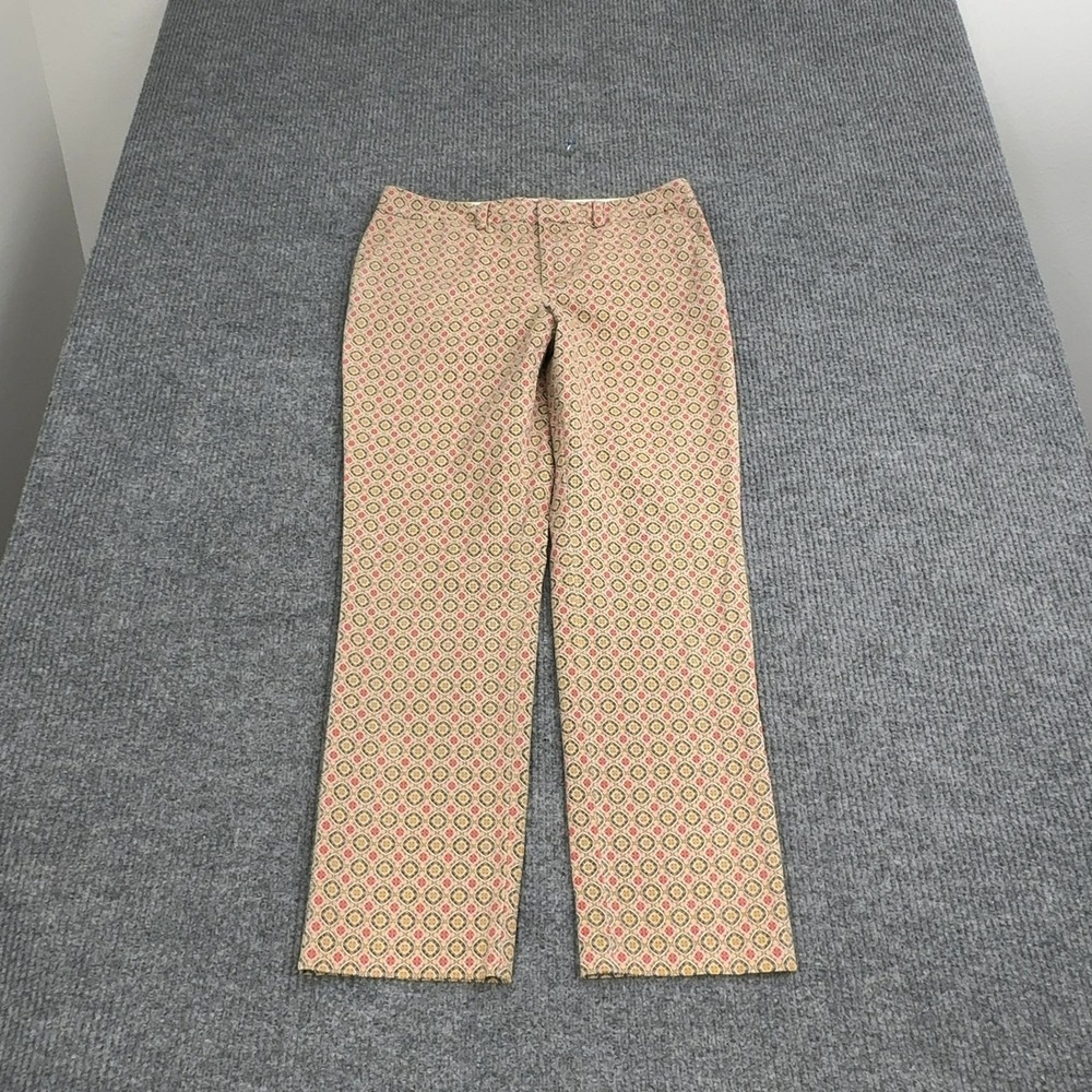 Lands End Pants Women 10 Multicolor Cotton Geometric Straight Leg Casual